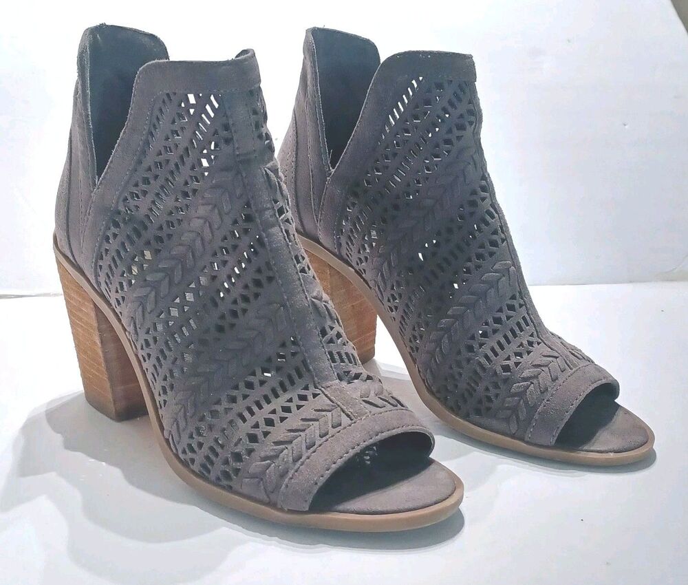 Steve Madden Gray Perforated Cutout Open Toe Booties Women's Size 6